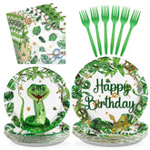 96 Pcs Snake Birthday Party Plates and Napkins - Grencian