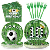 96 Pcs Soccer 10th Birthday Party Plates and Napkins - Grencian