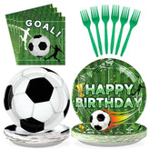 96 Pcs Soccer Birthday Party Plates and Napkins - Grencian