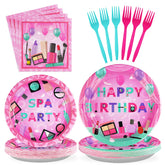 96 Pcs Spa Party Plates and Napkins - Grencian