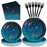 96 Pcs Space Galaxy Party Plates and Napkins - Grencian