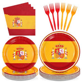96 Pcs Spain Flag Party Plates and Napkins - Grencian