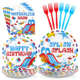 96 Pcs Splish Splash Birthday Party Plates and Napkins - Grencian