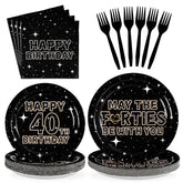 96 Pcs Star 40th Birthday Party Plates and Napkins - Grencian