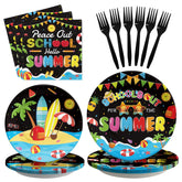 96 Pcs Summer Vacation Party Plates and Napkins - Grencian