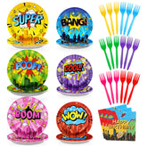 96 Pcs Super Hero Themed Party Plates and Napkins - Grencian