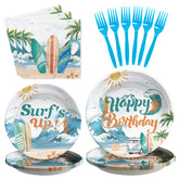 96 Pcs Surfs Up Party Plates and Napkins - Grencian