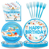 96 Pcs Swimming Birthday Party Plates and Napkins - Grencian