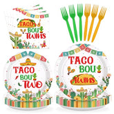 96 Pcs Taco Twins Party Plates and Napkins - Grencian