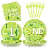 96 Pcs Tennis 1st Birthday Party Plates and Napkins - Grencian