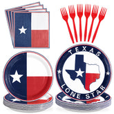 96 Pcs Texas State Flag Party Plates and Napkins - Grencian