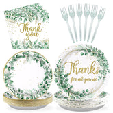 96 Pcs Thank You Party Plates and Napkins - Grencian