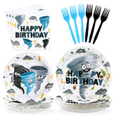 96 Pcs Tornado Birthday Party Plates and Napkins - Grencian