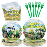 96 Pcs Tractor Birthday Party Plates and Napkins - Grencian