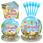 96 Pcs Tropical Retirement Party Plates and Napkins - Grencian