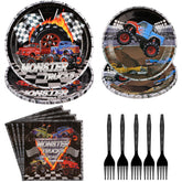 96 Pcs Truck Car Party Plates and Napkins - Grencian