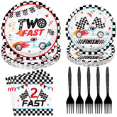 96 Pcs Two Fast Birthday Party Plates and Napkins - Grencian