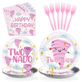 96 Pcs Two Nado Party Plates and Napkins - Grencian