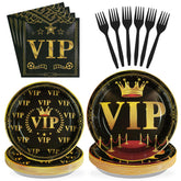 96 Pcs VIP Party Plates and Napkins - Grencian