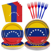 96 Pcs Venezuela Flag Party Plates and Napkins - Grencian