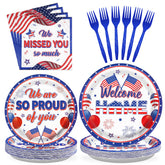 96 Pcs Veterans Day Party Plates and Napkins - Grencian