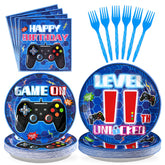 96 Pcs Video Game 11th Birthday Party Plates and Napkins - Grencian