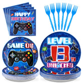 96 Pcs Video Game 13th Birthday Party Plates and Napkins - Grencian