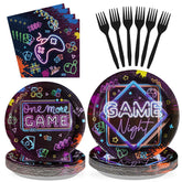 96 Pcs Video Game Night Party Plates and Napkins - Grencian