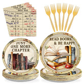 96 Pcs Vintage Book Party Plates and Napkins - Grencian