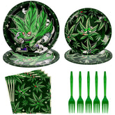 96 Pcs Weed Themed Party Plates and Napkins - Grencian