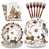 96 Pcs Western Cowboy Party Plates and Napkins - Grencian