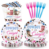 96 Pcs Western Gender Reveal Party Plates and Napkins - Grencian