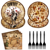 96 Pcs Western Party Plates and Napkins - Grencian