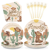 96 Pcs Western Rodeo Party Plates and Napkins - Grencian