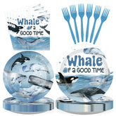 96 Pcs Whale Party Plates and Napkins - Grencian