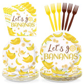 96 Pcs Yellow Banana Party Plates and Napkins - Grencian