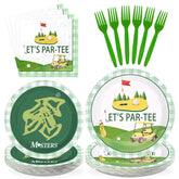 96 Pcs Yellow Green Golf Party Plates and Napkins - Grencian