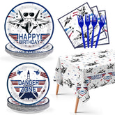 98 Pcs Fighter Jet Pilot Party Plates Napkins Tablecloths - Grencian