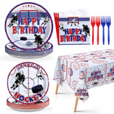98 Pcs Hockey Birthday Party Plates Napkins Tablecloths - Grencian
