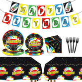 99Pcs Colorful Card Game Birthday Party Decorations Serves 24 - Grencian