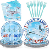 96 Pcs Airplane Party Plates and Napkins - Grencian