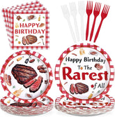96 Pcs Beefsteak Birthday Party Plates and Napkins - Grencian