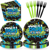 96 Pcs Bruh Graffiti Birthday Party Plates and Napkins - Grencian