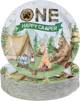 Camping 1st Birthday Plates - 50 Pcs 9 Inch Camper Theme - image 1