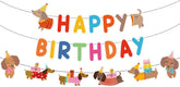 Dachshund Dog Birthday Party Banner - Cartoon Wiener Dog Themed Hanging Decor - Grencian