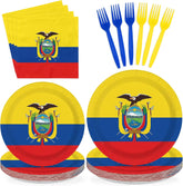 96 Pcs Ecuador Flag Party Plates and Napkins - Grencian