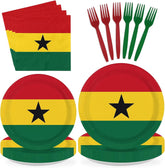 96 Pcs Ghanaian National Flags Party Plates and Napkins - Grencian