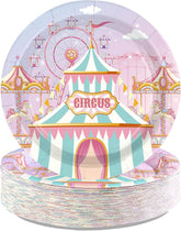 Pink pastel circus carnival disposable paper plates 9 inch