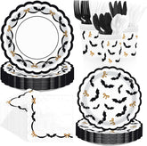 168Pcs Halloween Bat Bow Party Tableware Set - Grencian