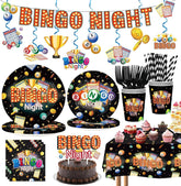 Bingo Party Supplies 157 Pcs Serves 24 Black Gold - Grencian